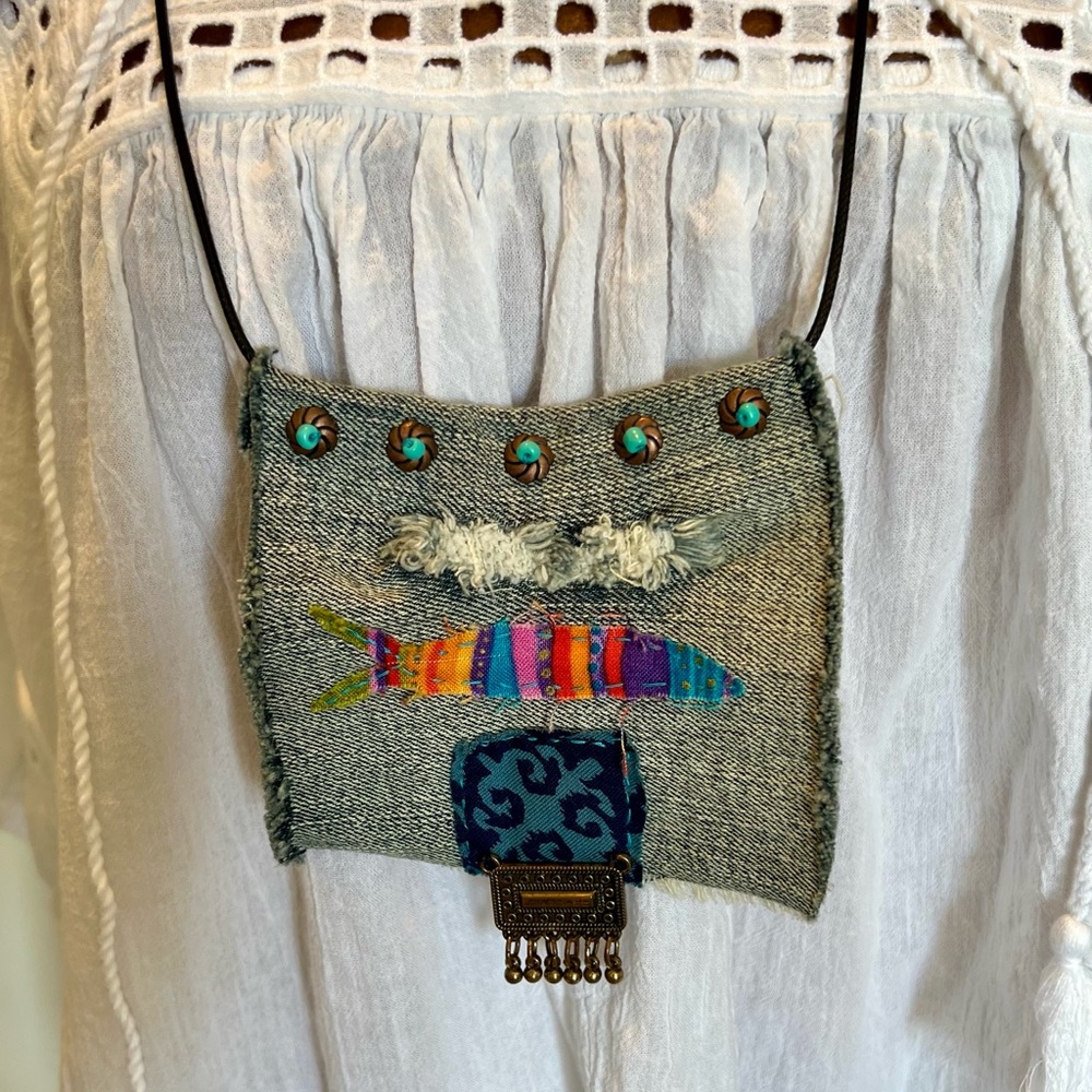 Handmade Patchwork Necklace TRIBAL FISH Adjustable